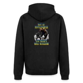 Slava Ukraini Soldiers T Support Ukraine - Unisex Premium Organic Zip Hoodie - black - Back - Nico (187cm)