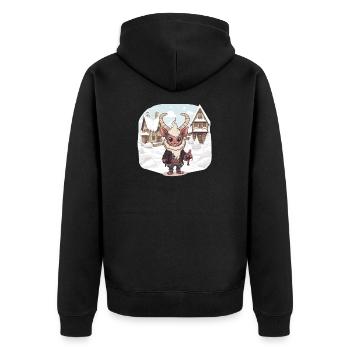 Kawaii Krampus Perchtenmaske Kawaii Krampus - Unisex Premium Bio Zip Hoodie - Schwarz - Hinten - Nico (187cm)