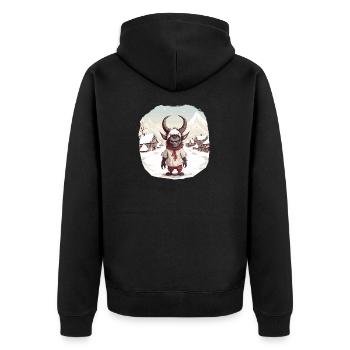 Krampus Maske | Krampus Kostüm Kramperl - Unisex Premium Bio Zip Hoodie - Schwarz - Hinten - Nico (187cm)