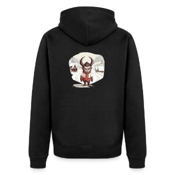 Krampus Böser Weihnachtsmann Kramperl Krampus - Unisex Premium Bio Zip Hoodie - Schwarz - Hinten - Nico (187cm)