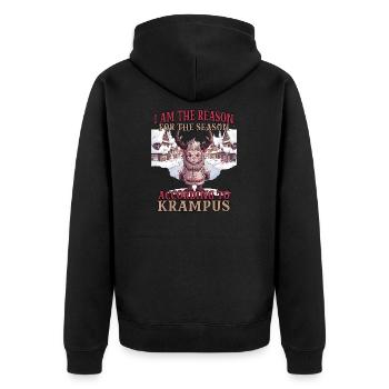 Krampus T Dämonischer Weihnachtsmann Kramperl - Unisex Premium Bio Zip Hoodie - Schwarz - Hinten - Nico (187cm)