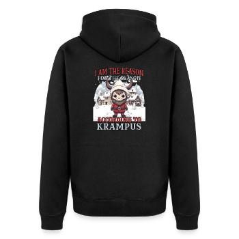 Krampus Kramperl | Krampus Kostüm Weihnachtsmann - Unisex Premium Bio Zip Hoodie - Schwarz - Hinten - Nico (187cm)