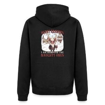 Krampus T | Krampus costume | Bad Santa Claus - Unisex Premium Organic Zip Hoodie - black - Back - Nico (187cm)