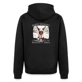 Krampus Maske | Kawaii Kramperl | Weihachtsmann - Unisex Premium Bio Zip Hoodie - Schwarz - Hinten - Nico (187cm)
