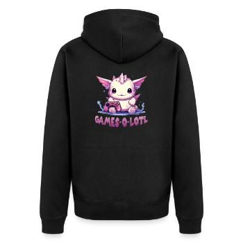 Gamer Axolotl Anime Axolotl T für Gaming Fans - Unisex Premium Bio Zip Hoodie - Schwarz - Hinten - Nico (187cm)
