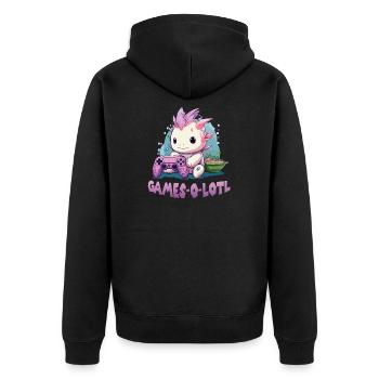Axolotl T Kawaii Axolotl Gaming amphibians Axolotl - Unisex Premium Organic Zip Hoodie - black - Back - Nico (187cm)