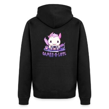 Axolotl tailed amphibian T Zocker Axolotl Kawaii - Unisex Premium Organic Zip Hoodie - black - Back - Nico (187cm)