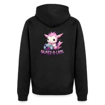 Gamer Axolotl Anime Axolotl T für Gaming Fans - Unisex Premium Bio Zip Hoodie - Schwarz - Hinten - Nico (187cm)