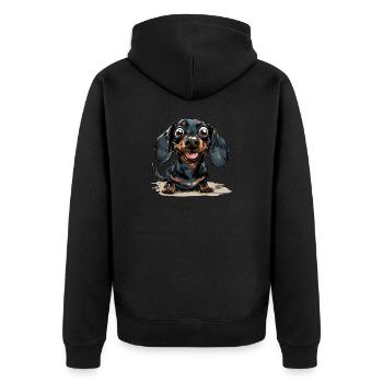 Dackel Kurzhaardackel Hundehalter T Gassi Hunde - Unisex Premium Bio Zip Hoodie - Schwarz - Hinten - Nico (187cm)