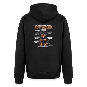 Rottweiler T Gassi Hundehalter Rottweiler Gassi - Unisex Premium Bio Zip Hoodie - Schwarz - Hinten - Nico (187cm)