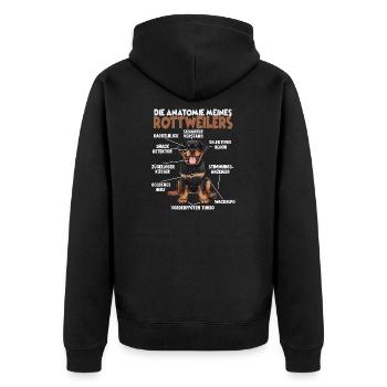 Lustiges Rottweiler Gassi T für Hundehalter Hunde - Unisex Premium Bio Zip Hoodie - Schwarz - Hinten - Nico (187cm)