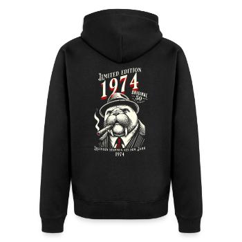 Edition limitée 1974 - Original pour 50 ans - Veste à capuche bio Premium Unisexe - noir - Dos - Nico (187cm)