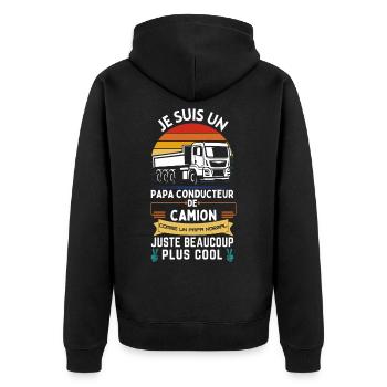 Father's Day T-shirt - Trucker Dad - Unisex Premium Organic Zip Hoodie - black - Back - Nico (187cm)