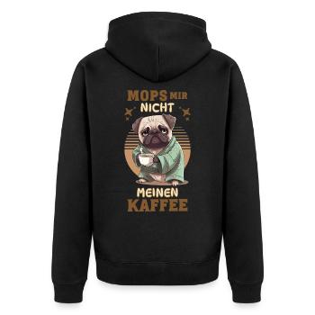 Carlin chien café disant drôle humour drôle - Veste à capuche bio Premium Unisexe - noir - Dos - Nico (187cm)