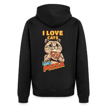 Chat J’Aime Les Chats Et La Pizza Drôle Drôle Humour - Veste à capuche bio Premium Unisexe - noir - Dos - Nico (187cm)