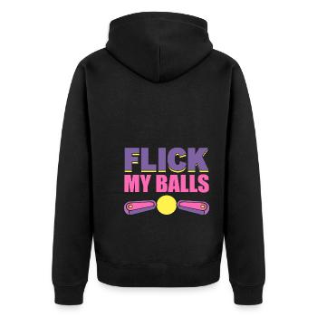 Flick My Balls Flipperspieler - Unisex Premium Bio Zip Hoodie - Schwarz - Hinten - Nico (187cm)