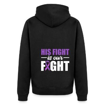His Fight Is Our Fight Epilepsie-Krieger - Unisex Premium Bio Zip Hoodie - Schwarz - Hinten - Nico (187cm)