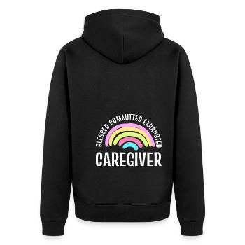 Stolze Pflegekraft Pflegehelferin - Unisex Premium Bio Zip Hoodie - Schwarz - Hinten - Nico (187cm)