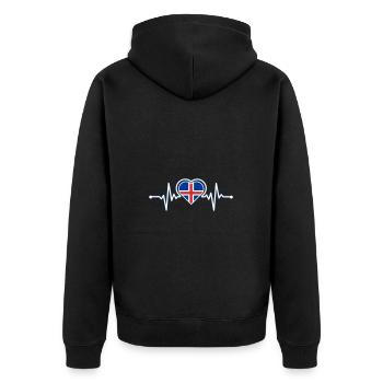 Island Herzschlag - Unisex Premium Bio Zip Hoodie - Schwarz - Hinten - Nico (187cm)