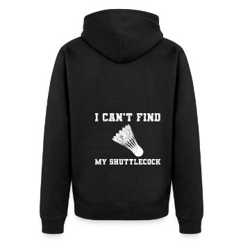 Lustiger Badminton Shuttlecock Federballspieler - Unisex Premium Bio Zip Hoodie - Schwarz - Hinten - Nico (187cm)