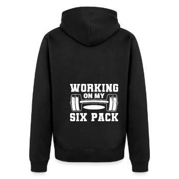 Working On My Six Pack Bodybuilder - Unisex Premium Bio Zip Hoodie - Schwarz - Hinten - Nico (187cm)