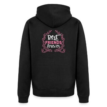 BFF Best friends forever - Unisex Premium Bio Zip Hoodie - Schwarz - Hinten - Nico (187cm)