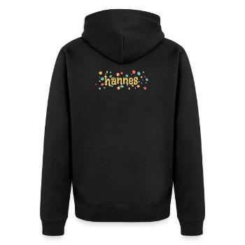Kleckse Farbkleckse hannes - Unisex Premium Bio Zip Hoodie - Schwarz - Hinten - Nico (187cm)