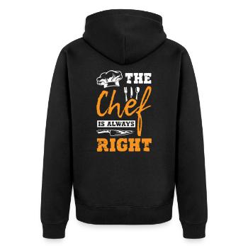 The Chef Is Always Right - Unisex Premium Bio Zip Hoodie - Schwarz - Hinten - Nico (187cm)