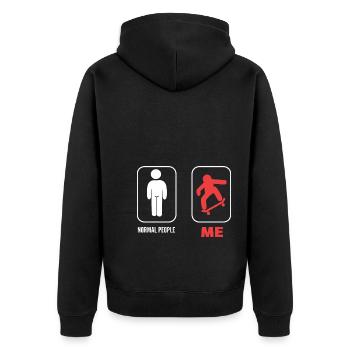 Normal People Me Pro Skater - Unisex Premium Bio Zip Hoodie - Schwarz - Hinten - Nico (187cm)