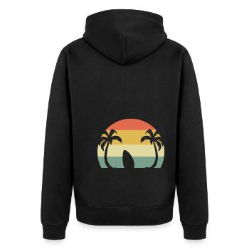 Surfing Beach Reisender - Unisex Premium Bio Zip Hoodie - Schwarz - Hinten - Nico (187cm)