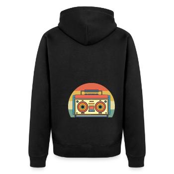 Antikes Radio Antiquitätensammler - Unisex Premium Bio Zip Hoodie - Schwarz - Hinten - Nico (187cm)