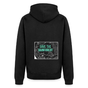 Save The Rainforest Öko-Aktivist - Unisex Premium Bio Zip Hoodie - Schwarz - Hinten - Nico (187cm)