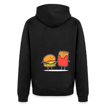 Burger und Pommes Fast -Food -Crew - Unisex Premium Bio Zip Hoodie - Schwarz - Hinten - Nico (187cm)