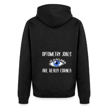 Lustiger Augenarzt Augenärztin - Unisex Premium Bio Zip Hoodie - Schwarz - Hinten - Nico (187cm)