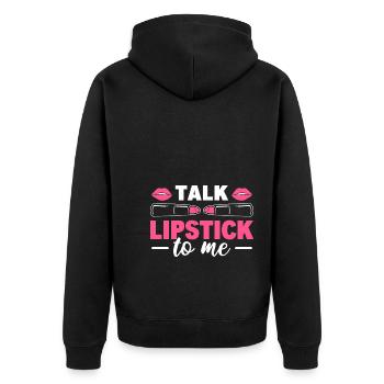 Lustiger Make-up-Künstler-Lippenstift Maske - Unisex Premium Bio Zip Hoodie - Schwarz - Hinten - Nico (187cm)