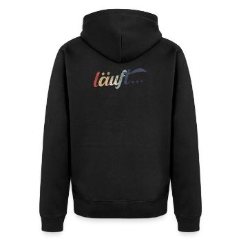 Läuft Vintage - Unisex Premium Bio Zip Hoodie - Schwarz - Hinten - Nico (187cm)