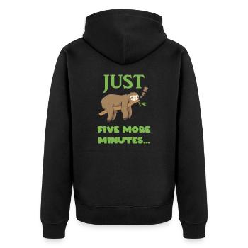 Just five more minutes, sloth gift, morning sleepy - Unisex Premium Organic Zip Hoodie - black - Back - Nico (187cm)