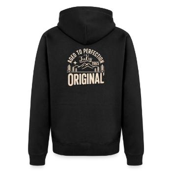 Juli 1965 – Legende der Gipfel und Berge - Unisex Premium Bio Zip Hoodie - Schwarz - Hinten - Nico (187cm)