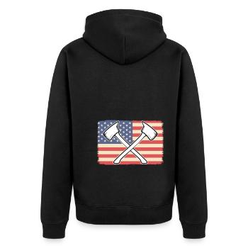 Amerikanische Feuerwehrmann Red Axt Feuerwehr - Unisex Premium Bio Zip Hoodie - Schwarz - Hinten - Nico (187cm)