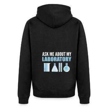 Ask Me About My Laboratory Mikrobiologe - Unisex Premium Bio Zip Hoodie - Schwarz - Hinten - Nico (187cm)