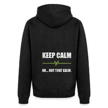 Keep Calm Ok. Not That Calm Sanitäter - Unisex Premium Bio Zip Hoodie - Schwarz - Hinten - Nico (187cm)