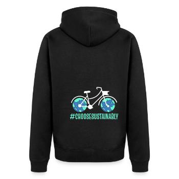 Nachhaltigkeitsfahrrad Nachhaltigkeitspädagoge - Unisex Premium Bio Zip Hoodie - Schwarz - Hinten - Nico (187cm)