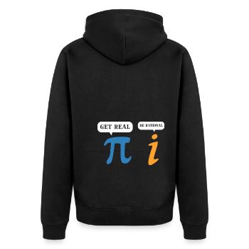 Get Real Be Rational Mathematikprofessor - Unisex Premium Bio Zip Hoodie - Schwarz - Hinten - Nico (187cm)