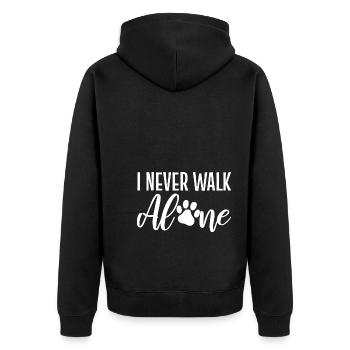 I Never Walk Alone Hundebesitzer - Unisex Premium Bio Zip Hoodie - Schwarz - Hinten - Nico (187cm)