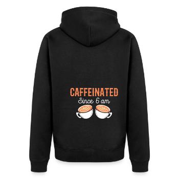 Lustiger Barista Kaffeeserver - Unisex Premium Bio Zip Hoodie - Schwarz - Hinten - Nico (187cm)