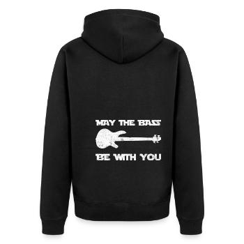 May The Bass Be With You Gitarrenlehrer - Unisex Premium Bio Zip Hoodie - Schwarz - Hinten - Nico (187cm)
