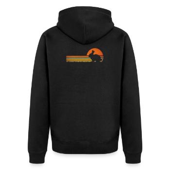 Retro Vintage Hase - Unisex Premium Bio Zip Hoodie - Schwarz - Hinten - Nico (187cm)