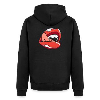 Halloween Bite Lips - Unisex Premium Organic Zip Hoodie - black - Back - Nico (187cm)