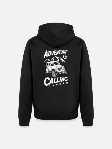 Adventure is Calling Jeeps - Unisex Premium Organic Zip Hoodie - black