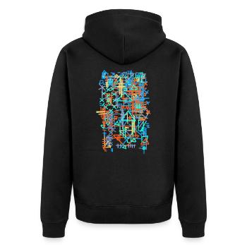 Muster / Bauhaus -Teppich - Unisex Premium Bio Zip Hoodie - Schwarz - Hinten - Nico (187cm)
